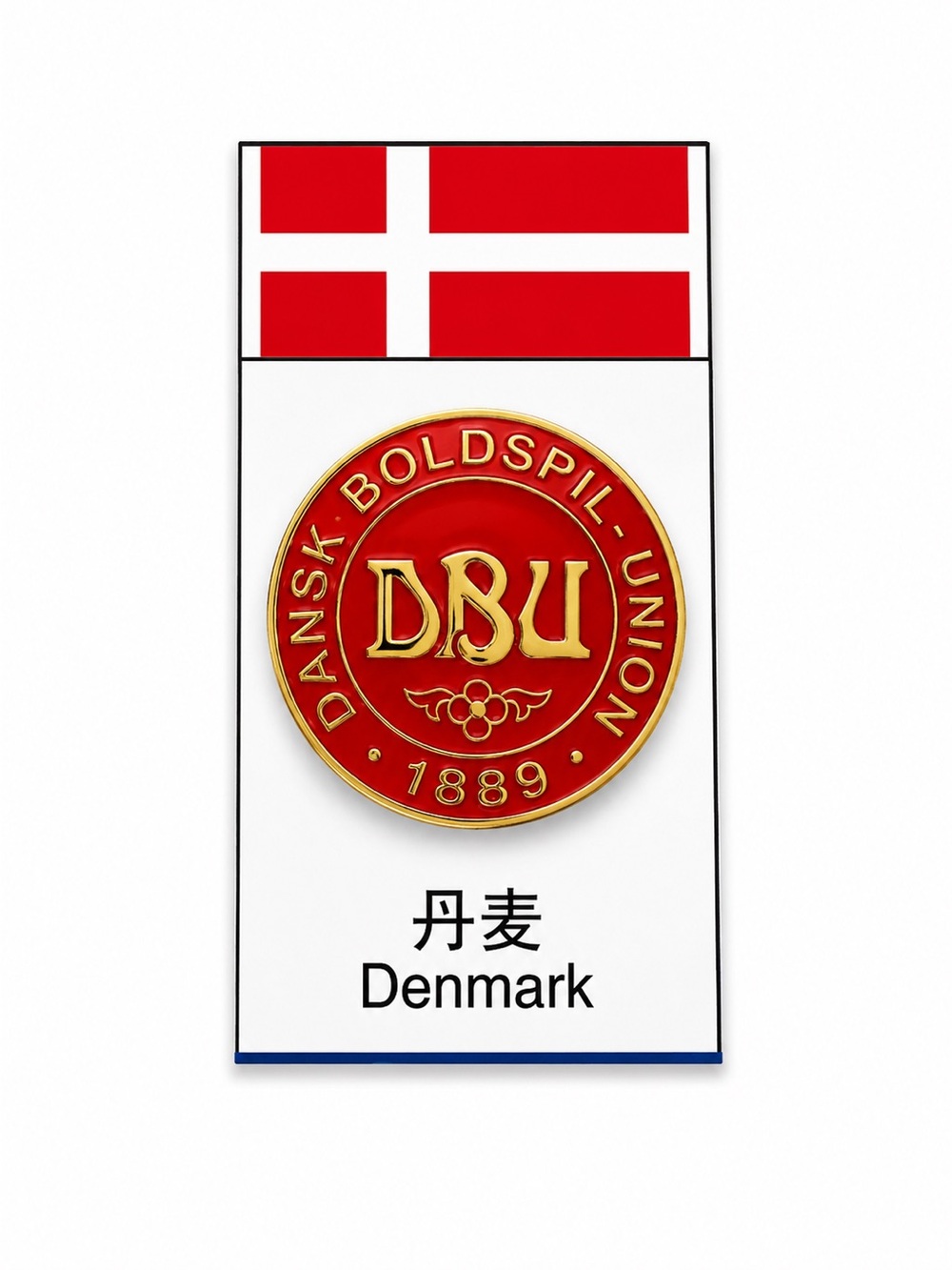 DBU Denmark Enamel Pin - Red & Gold Dansk Boldspil-Union